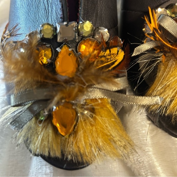 Poetic License 6 1/2 M Flux Leather Heel Bootie,Gray 3.5"‎ Rhinestone Peep Toe - Picture 5 of 16